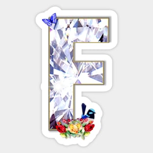 Name Initial Letter F and Fairy Wren Sticker